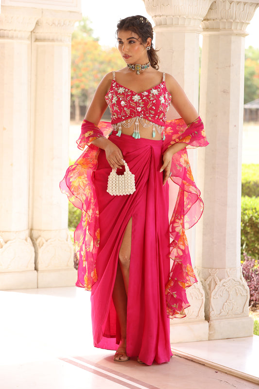 Hot affair Designer Pink skirt set