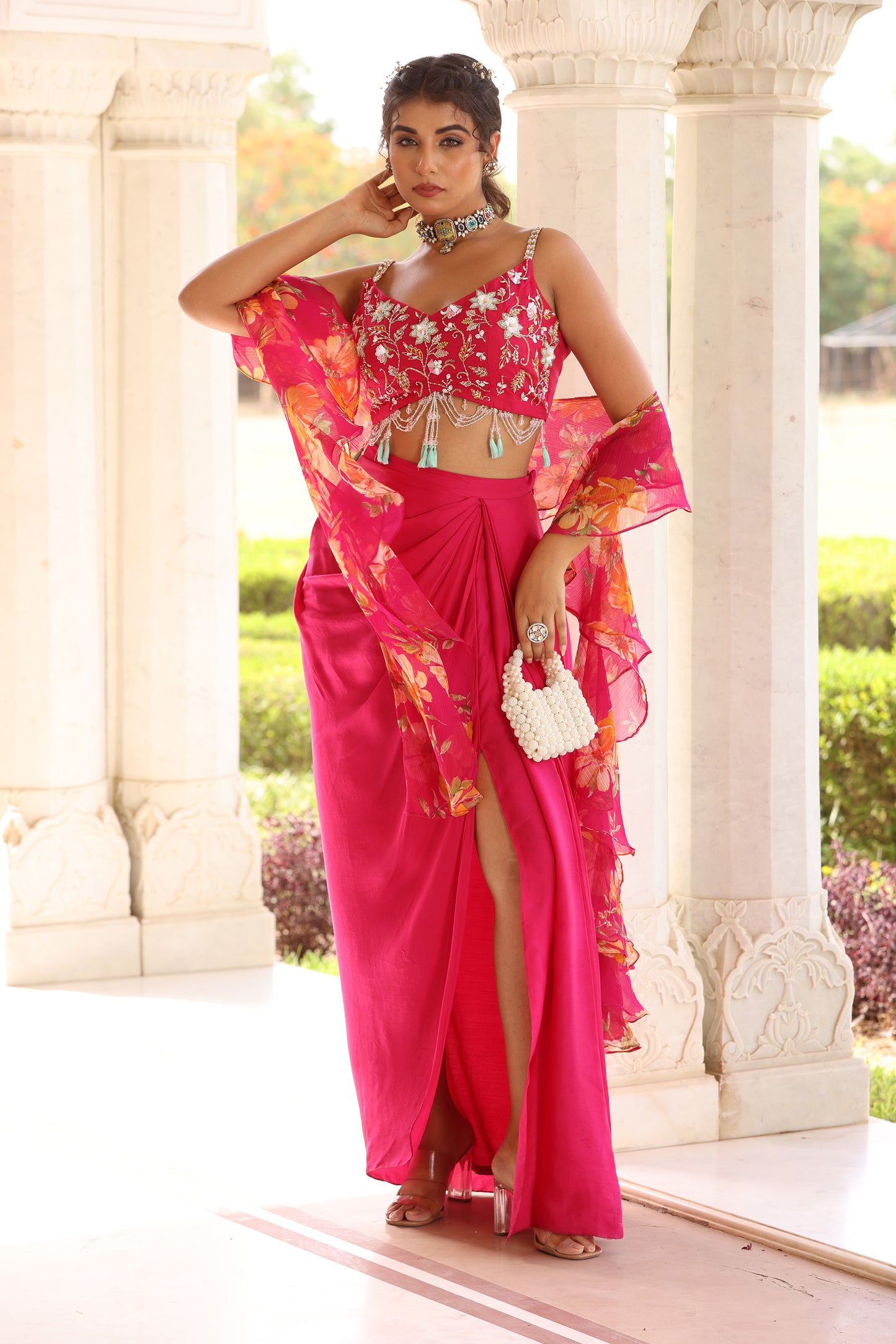 Hot affair Designer Pink skirt set