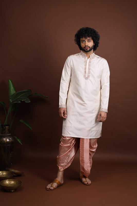 Kanjivaram Pattu Embroidered Kurta Set