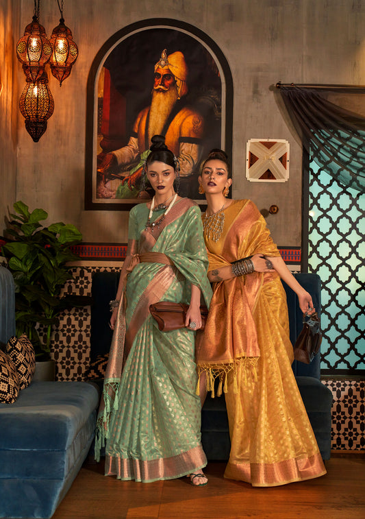 Green Karshini Silk Tissue Zari Handloom Saree