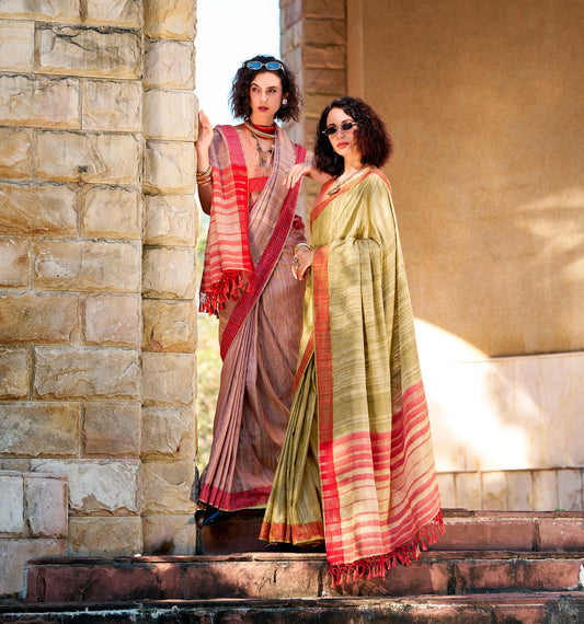 Brown Redbull Pure Handloom Katan Saree