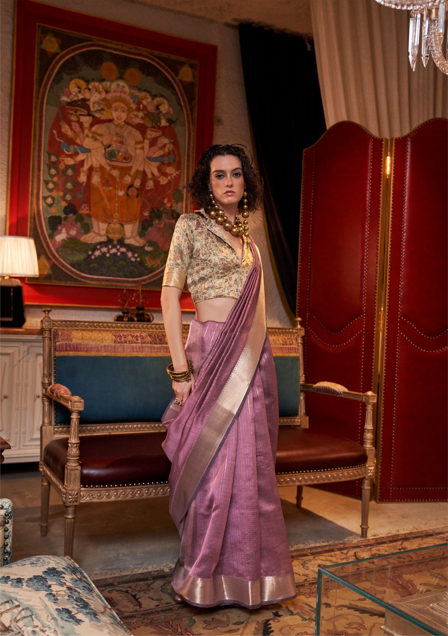 Purple Knoorie Moss chiffon Seasons saree