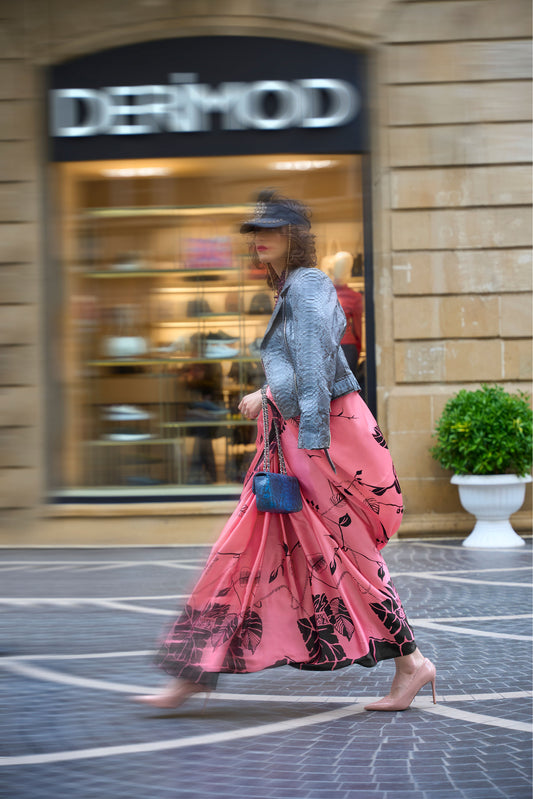 Pink Klutch Japan Satin Print Saree