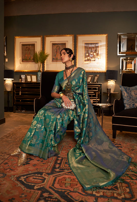 Green Kairos Silk Handloom Saree
