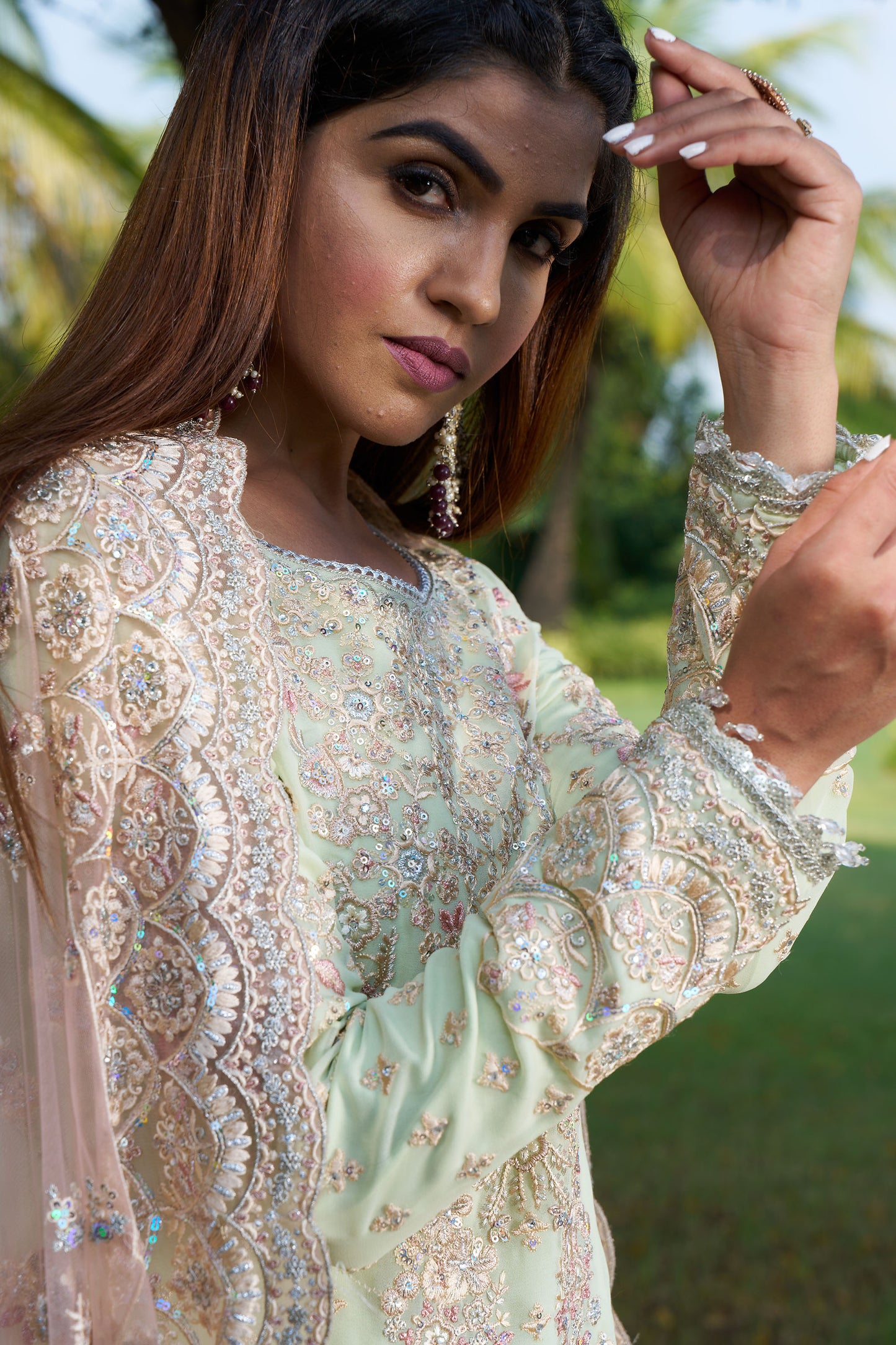 Pastel Green & Peach Gharara Eid Suit