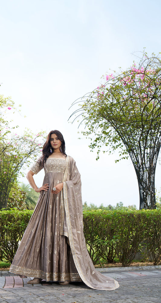 Nude Anarkali Eid Suit