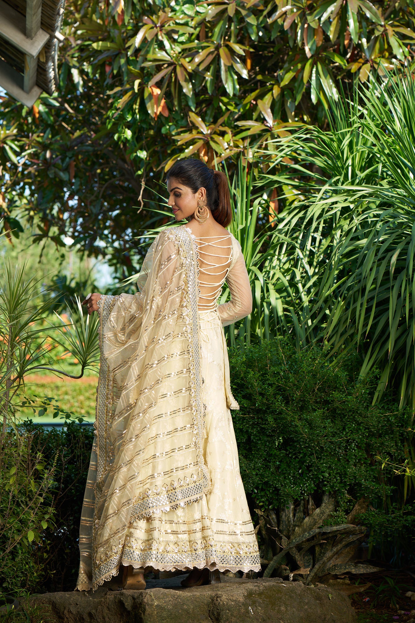 Off White Brocade Sharara Eid Suit