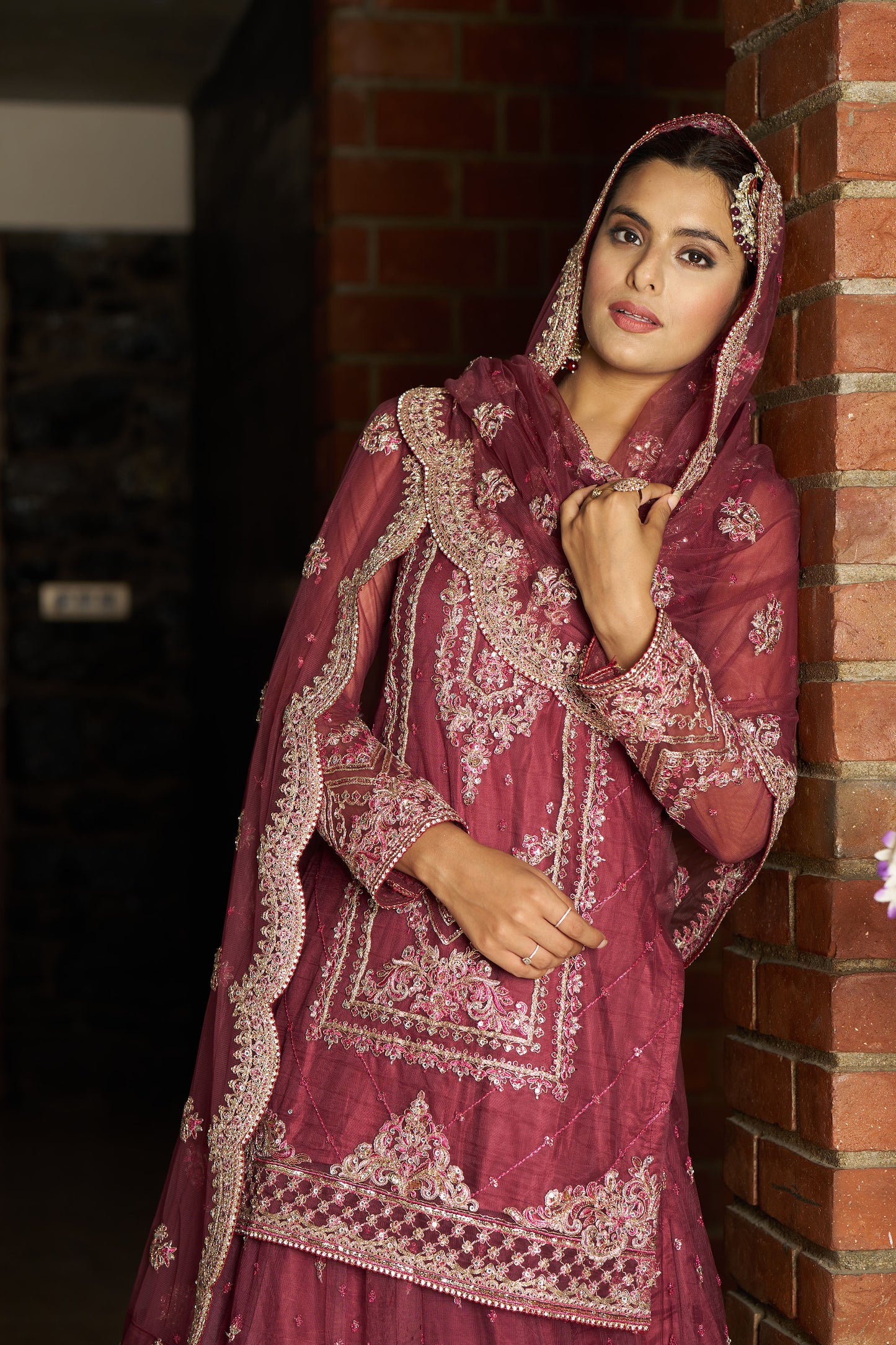 Dusty Red lehenga with Top