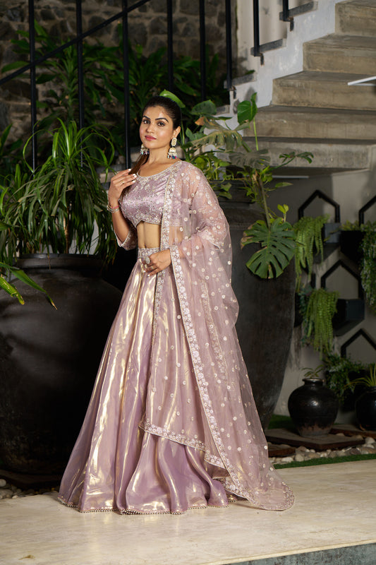 Purple Gold Eid Lehenga