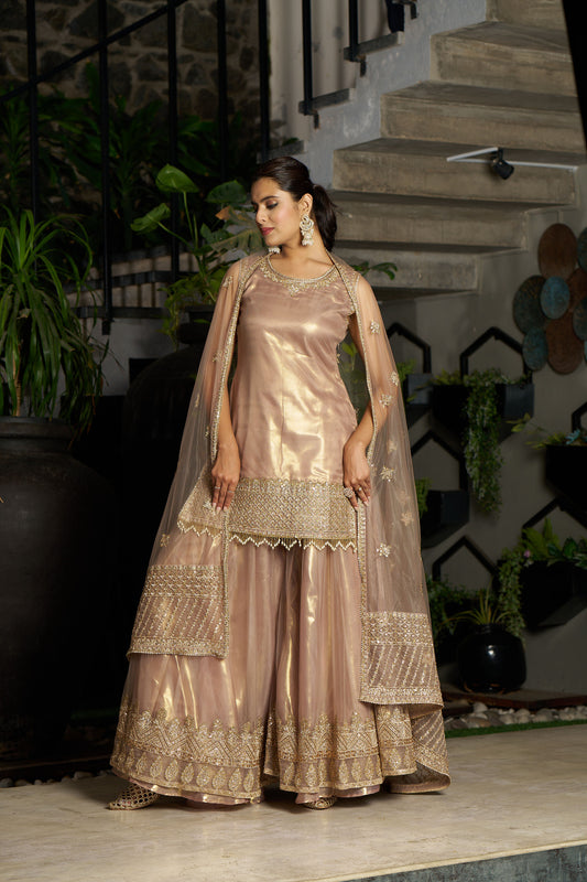 Nude Sharara Eid Suit