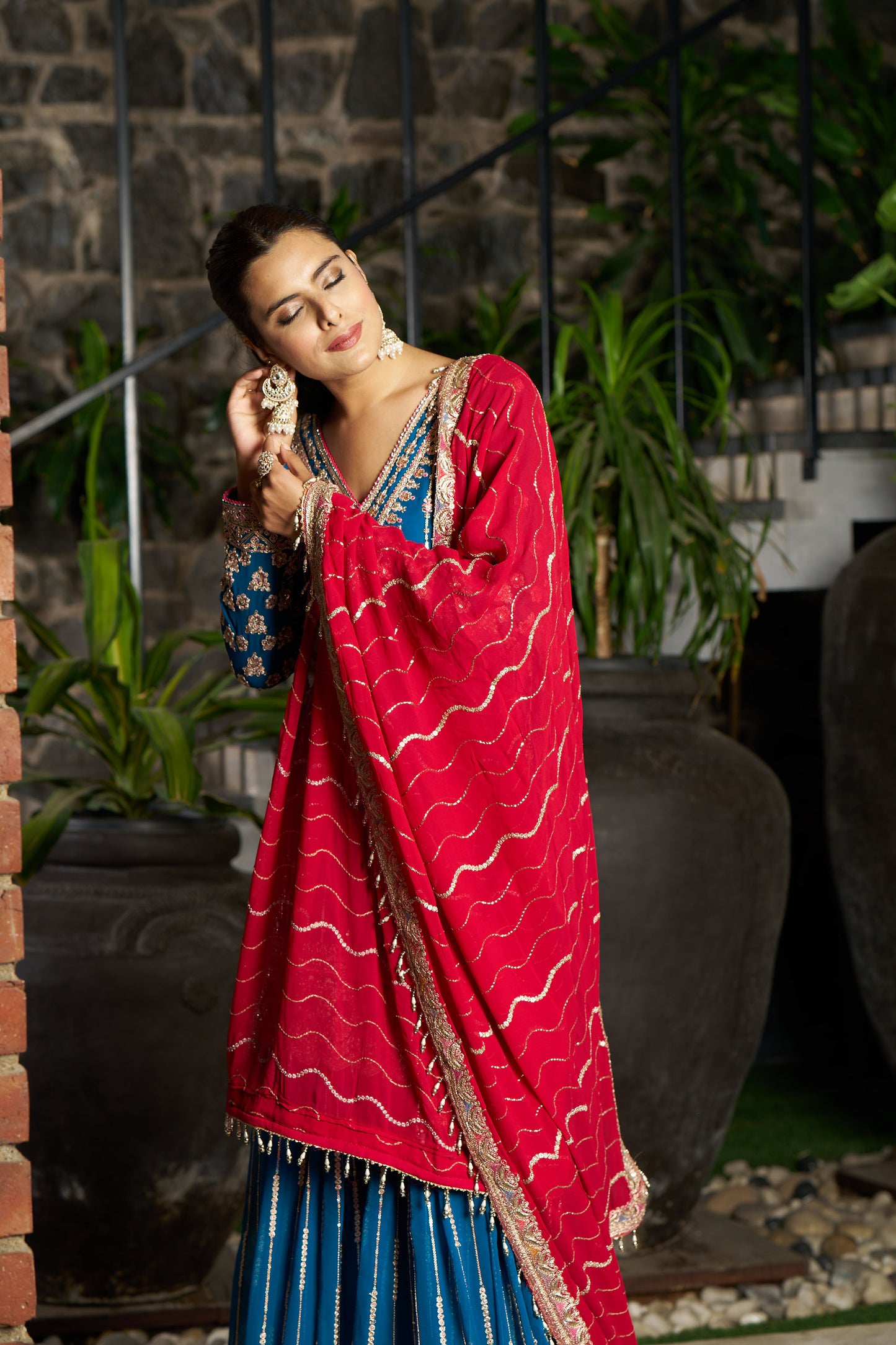 Teal & Hot Pink Sharara Eid Suit