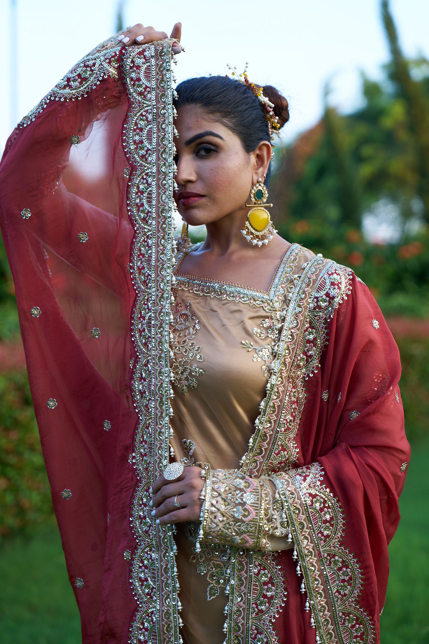 Mustard & Red Straight Suit