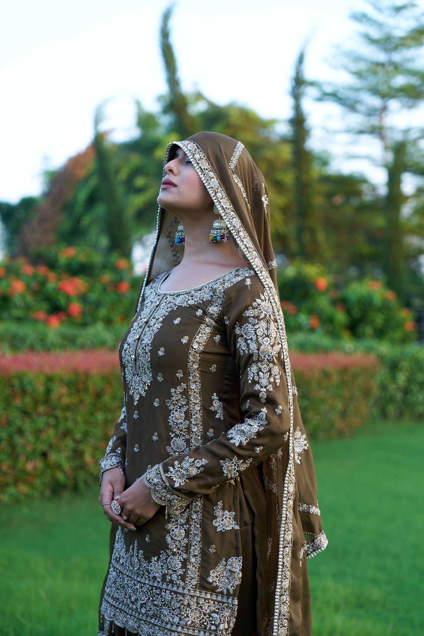 Olive Green Straight Eid Suit