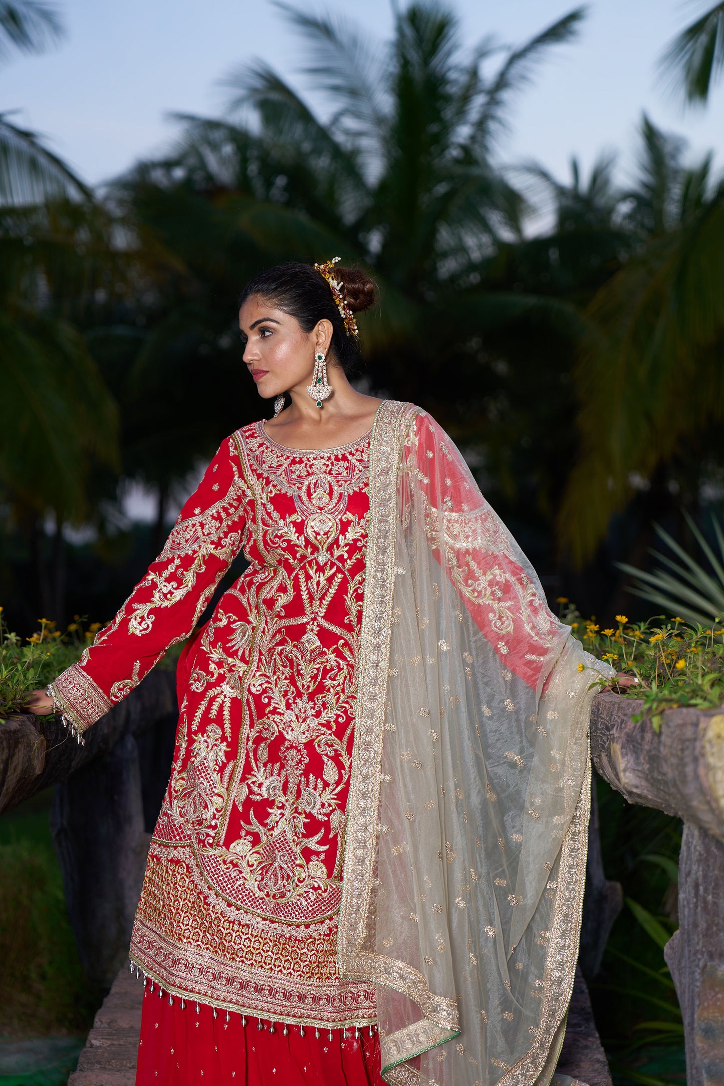 Red & Mint Straight Eid suit