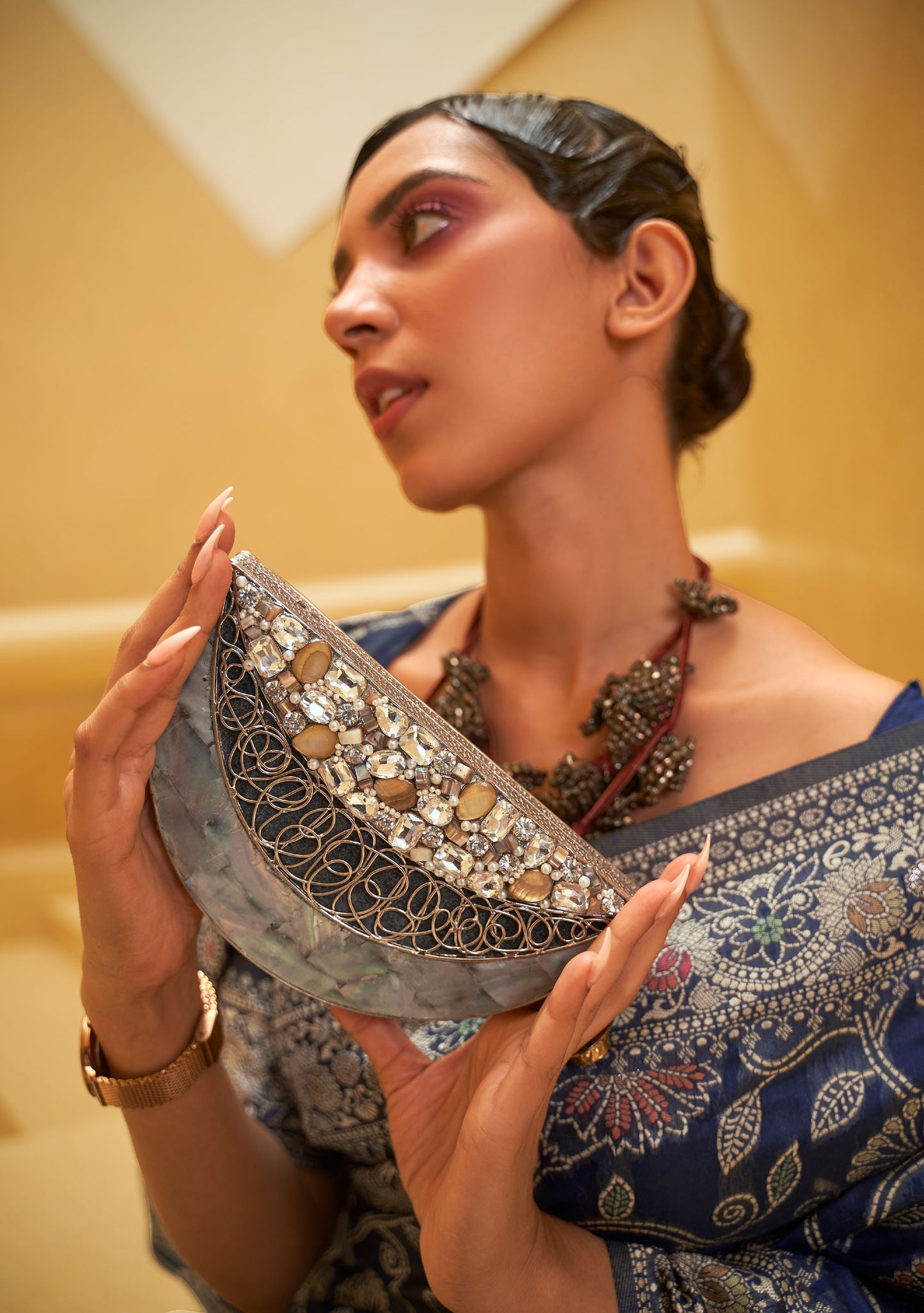 Navy Blue Kitasha Lucknowi Chikankari Saree