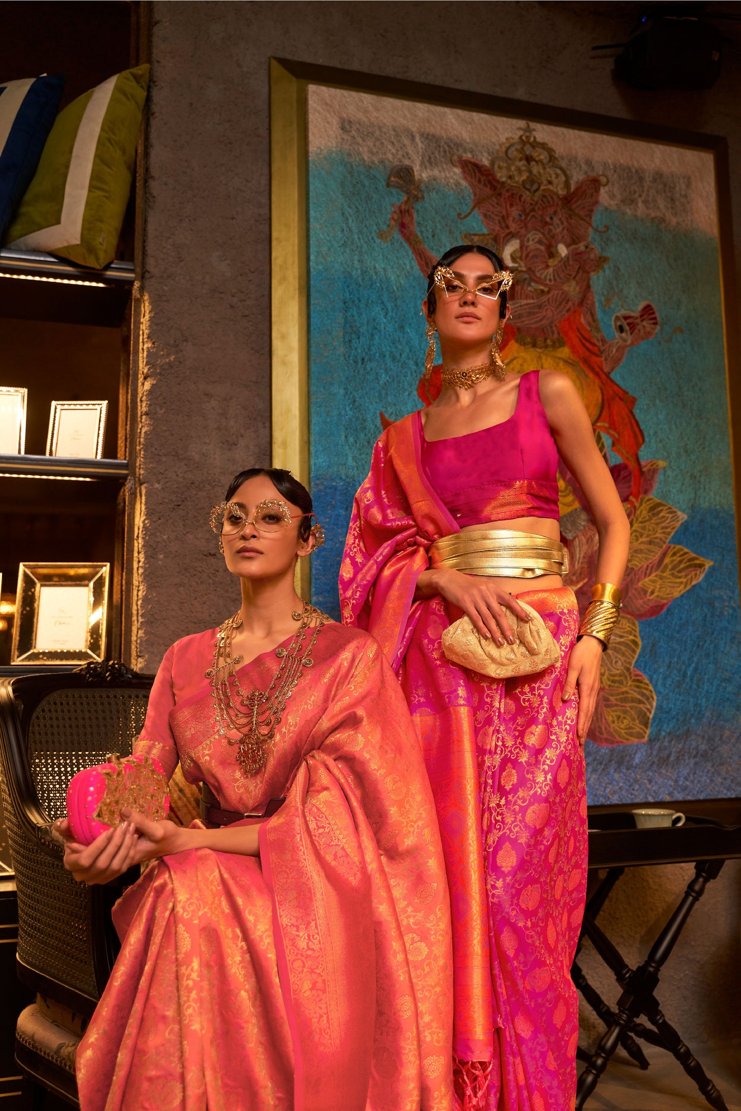 Pink Karzoe Silk Pure Chaap Handloom Saree