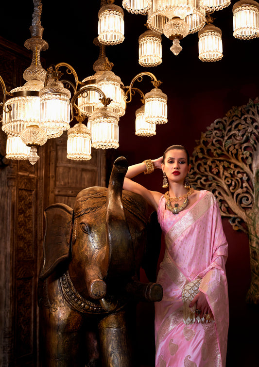 Pink Kontina Satin Crepe Saree