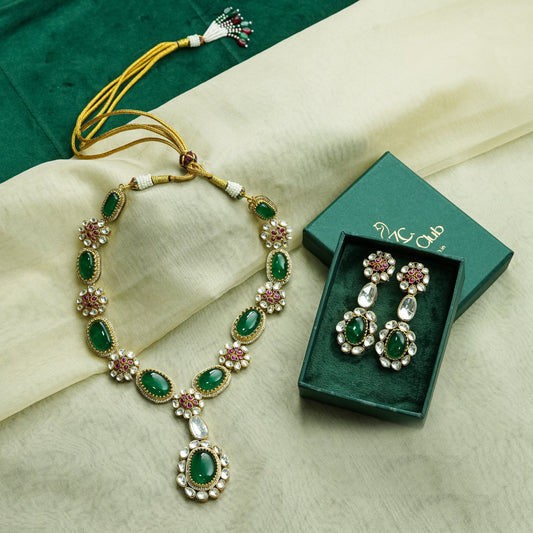 Emerald Meenakari Kundan Shringar Set