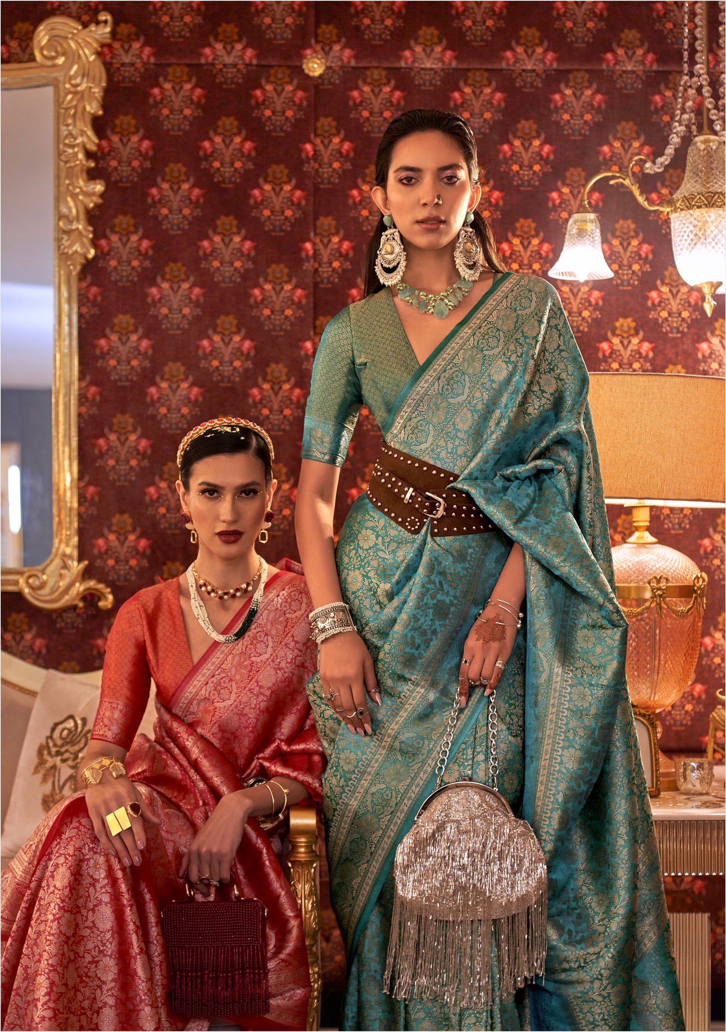 Teal Green Kabby Nylon Zari Silk Handloom Saree