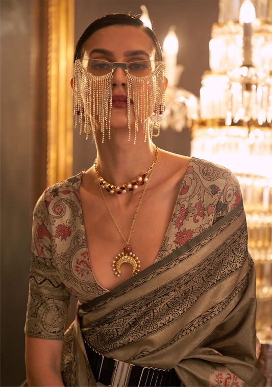 Copper Kanwal Zari Handloom Saree