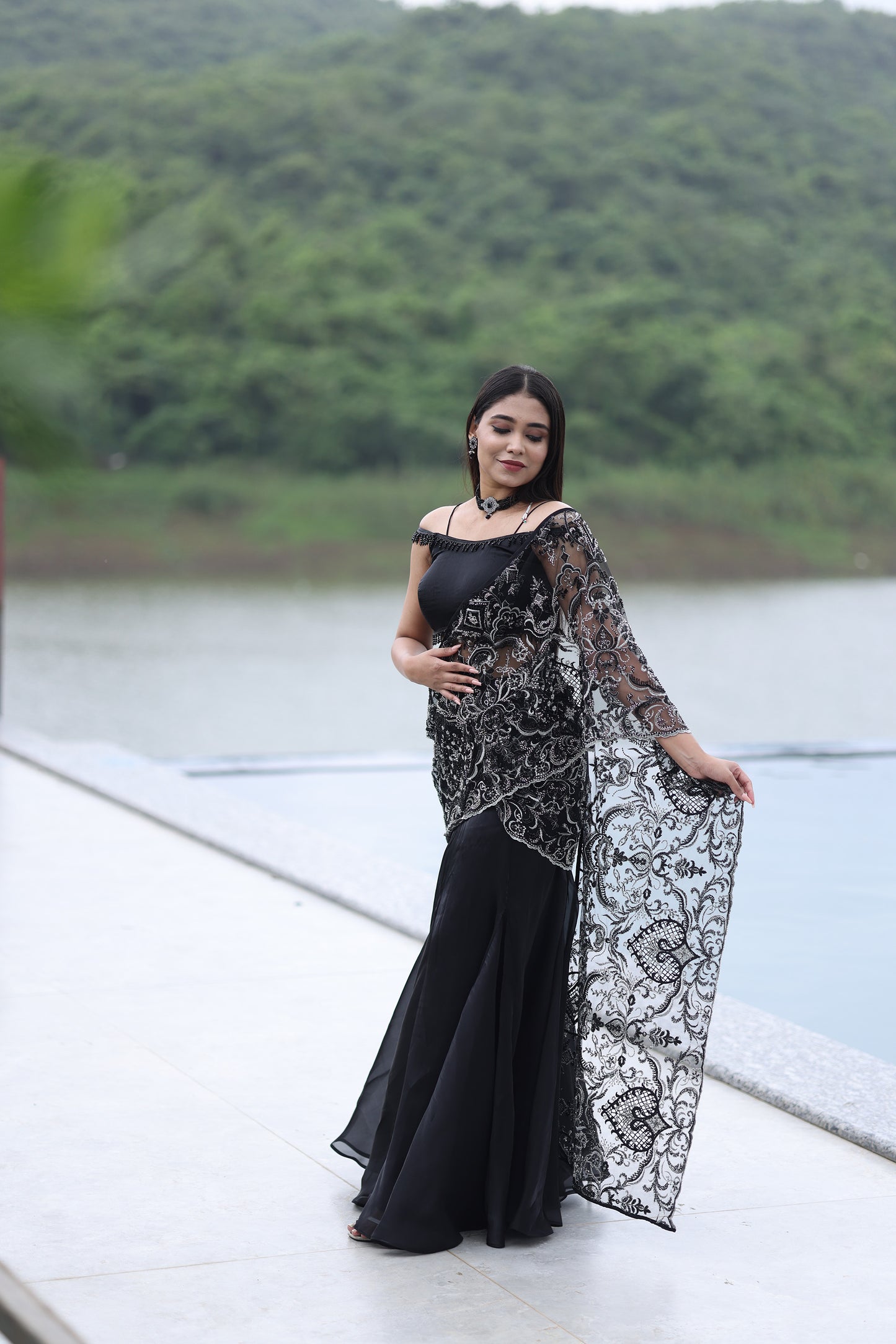Noir Radiance Black ready to wear Saree