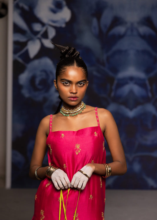 Pink Pure chanderi Vastralekha Sharara