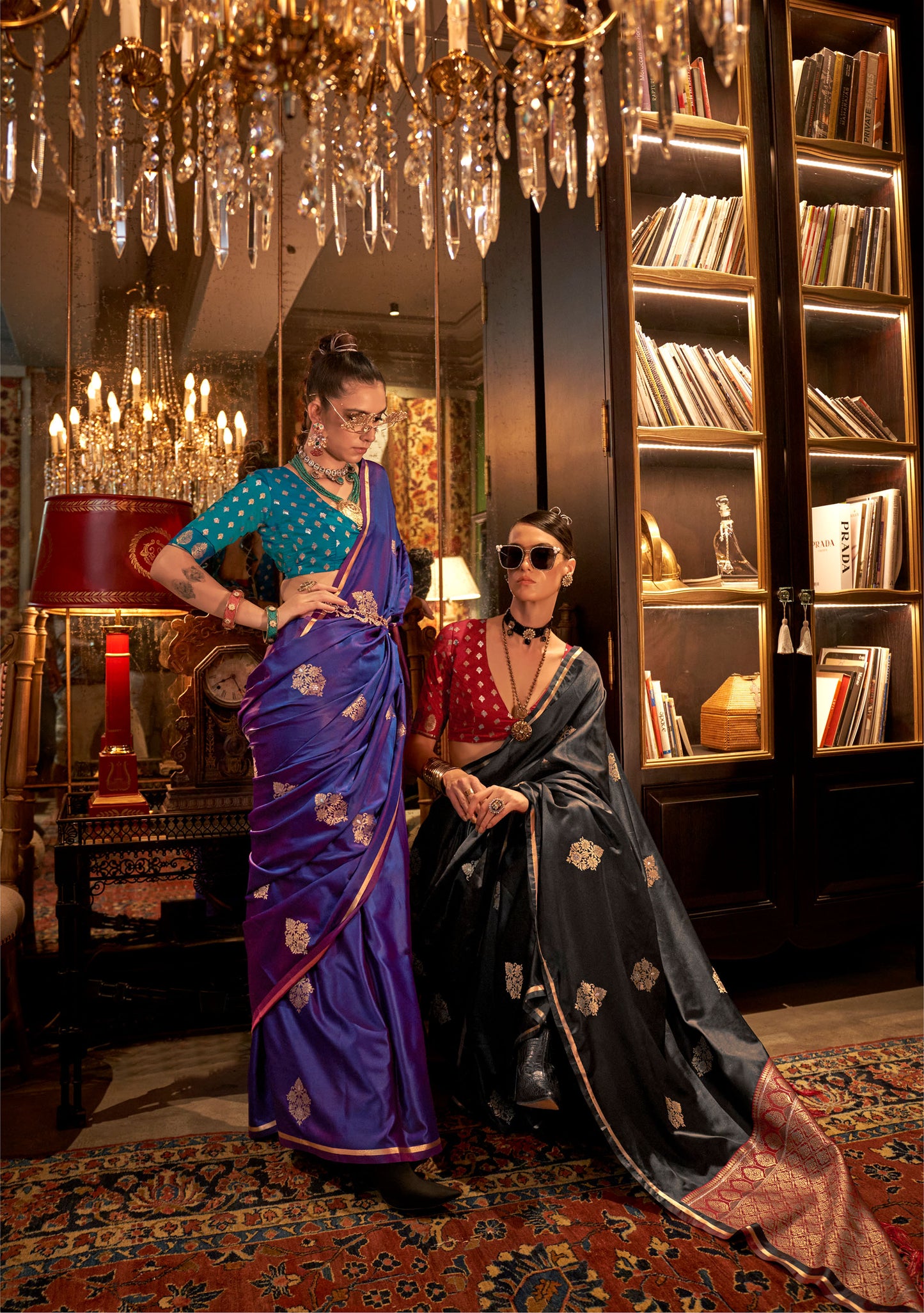 Purple Kanthkala Luxe Satin Handloom saree