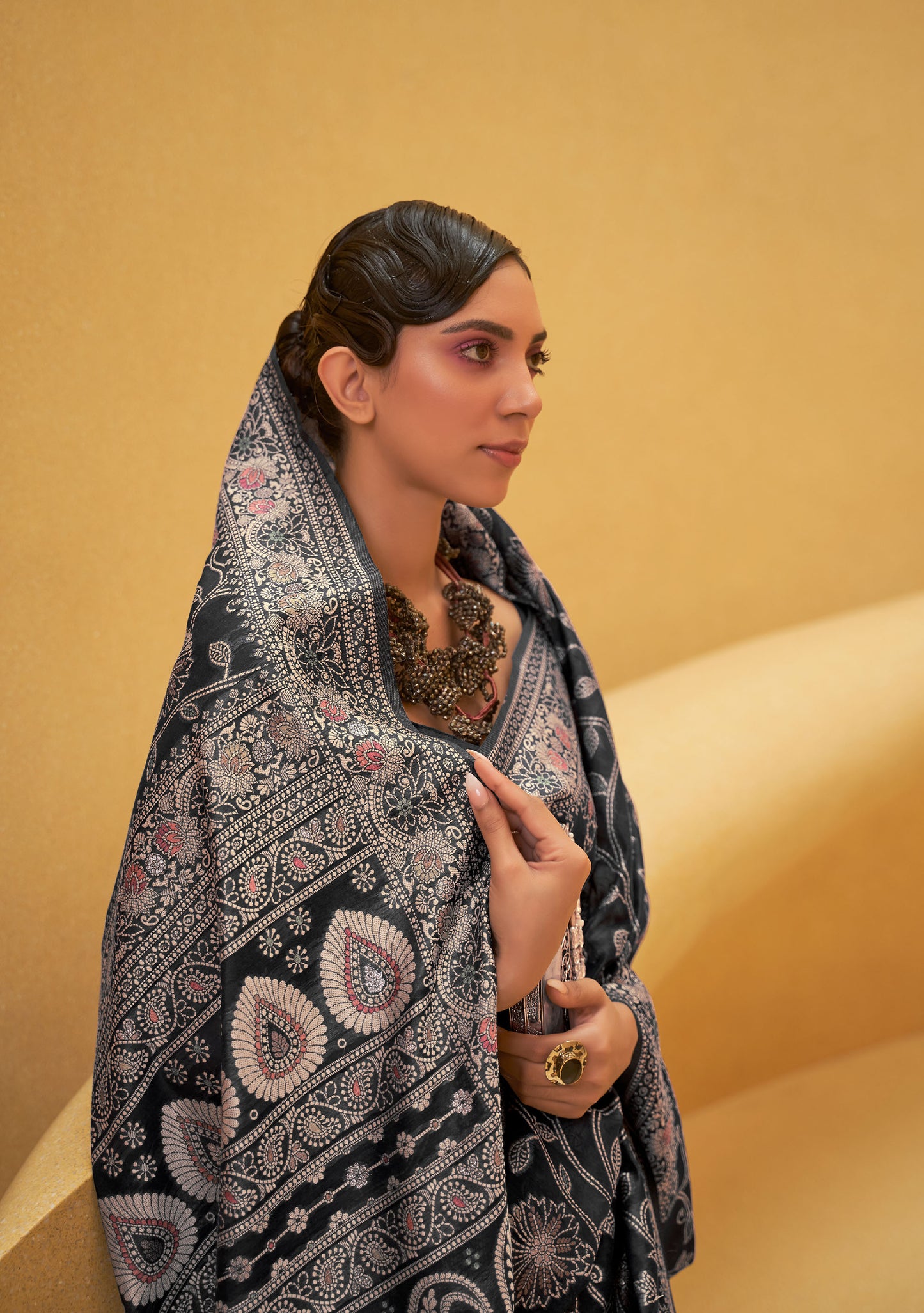 Black Kitasha Lucknowi Chikankari Saree