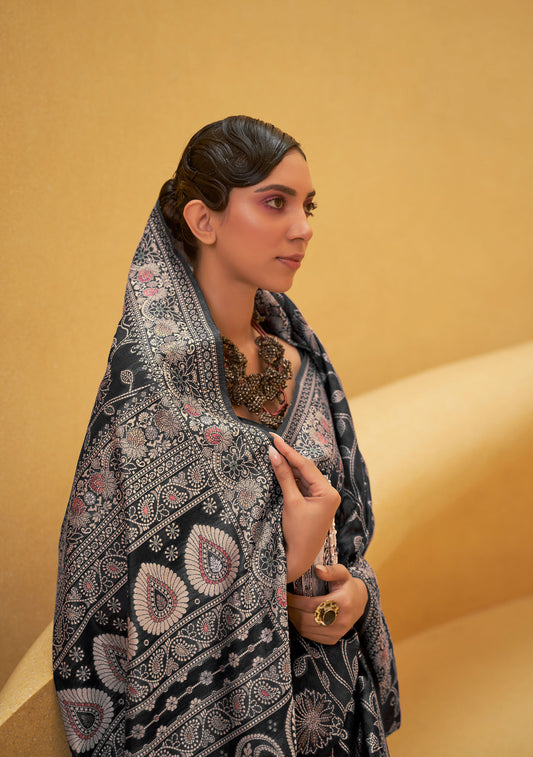 Black Kitasha Lucknowi Chikankari Saree