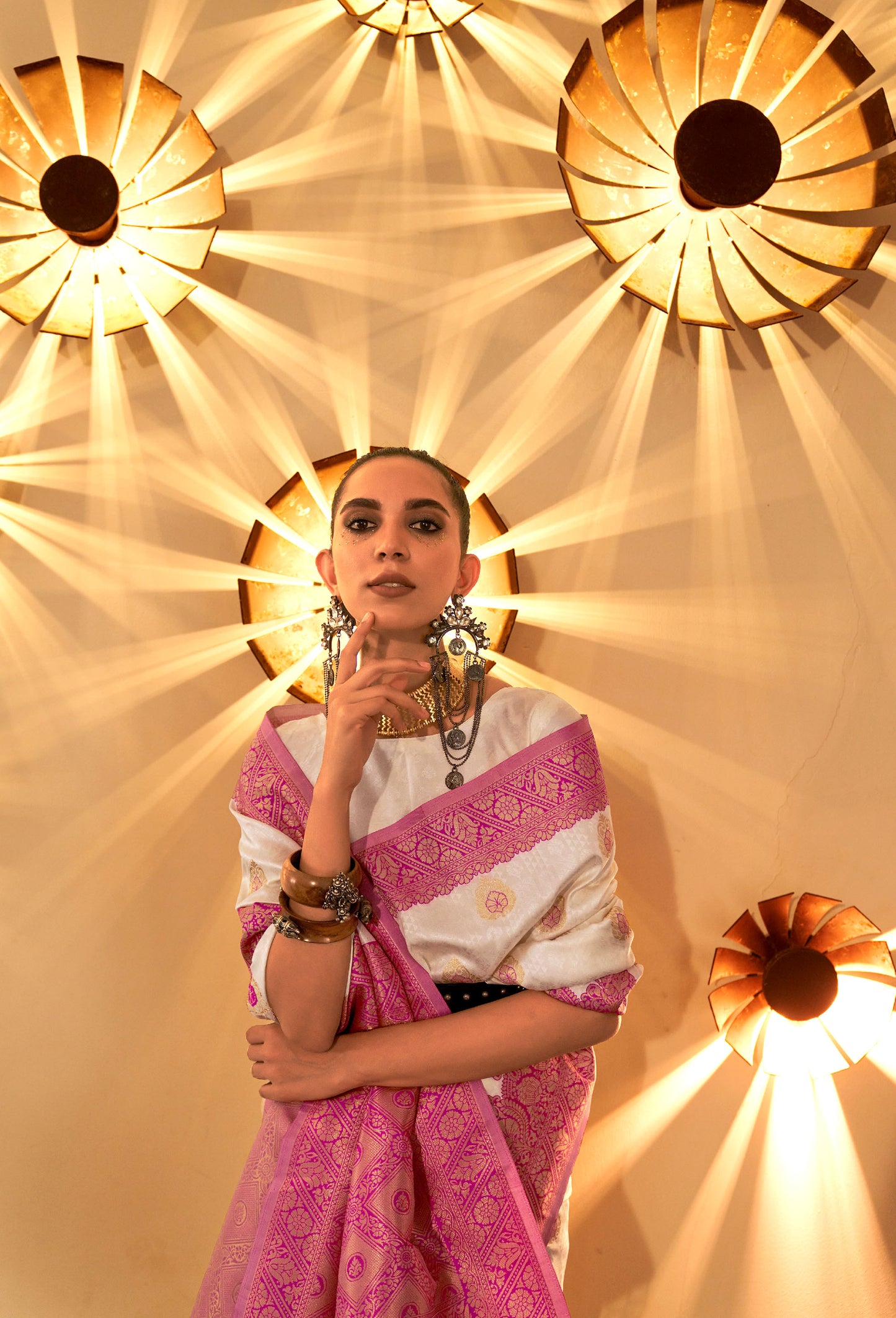 Lilac Kornella Chaap Handloom Silk Saree