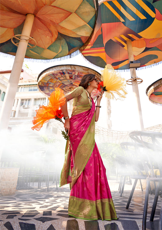 Pink Kshasha Two tone handloom saree