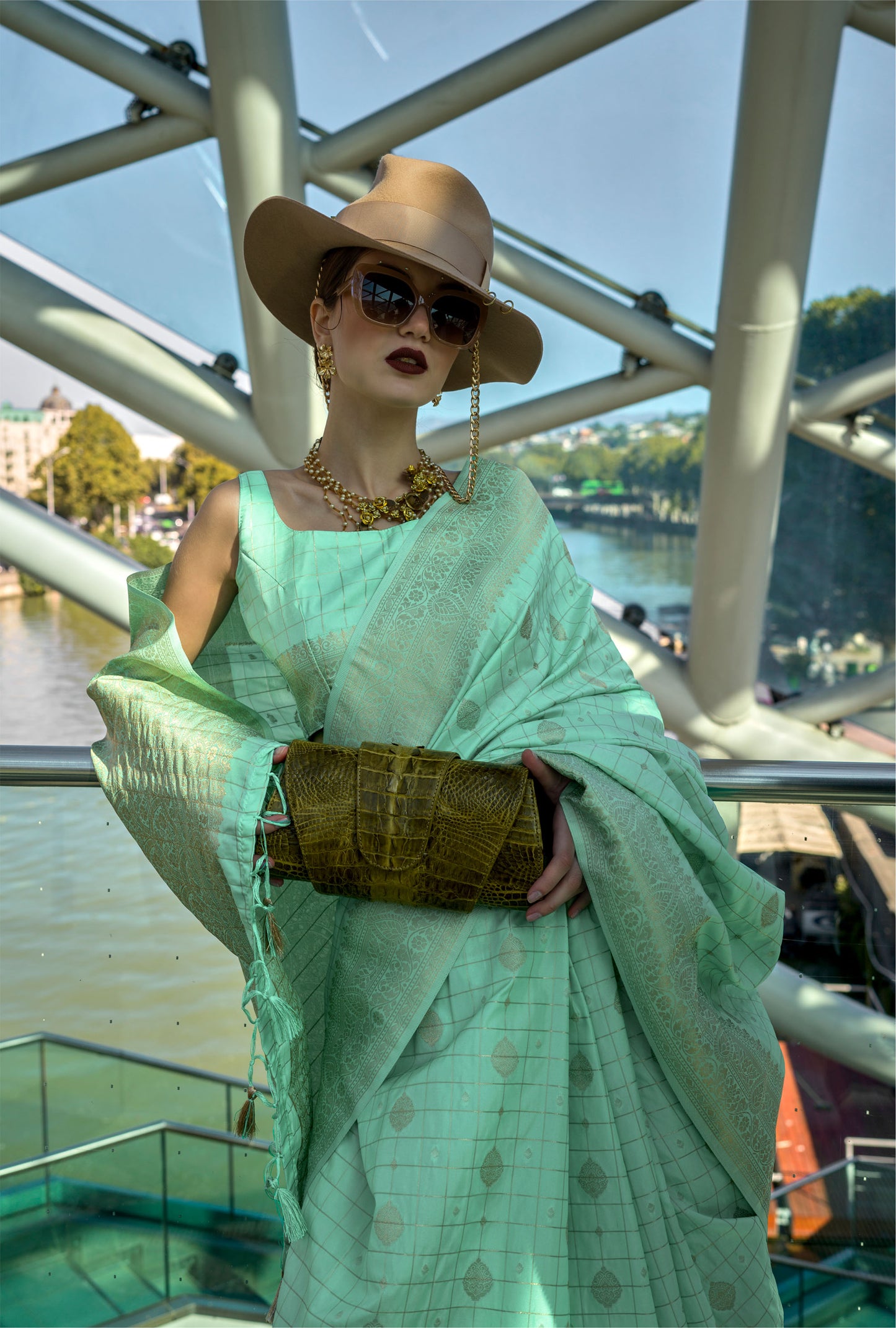 Mint Green Kakuna Katan Silk Handloom Saree