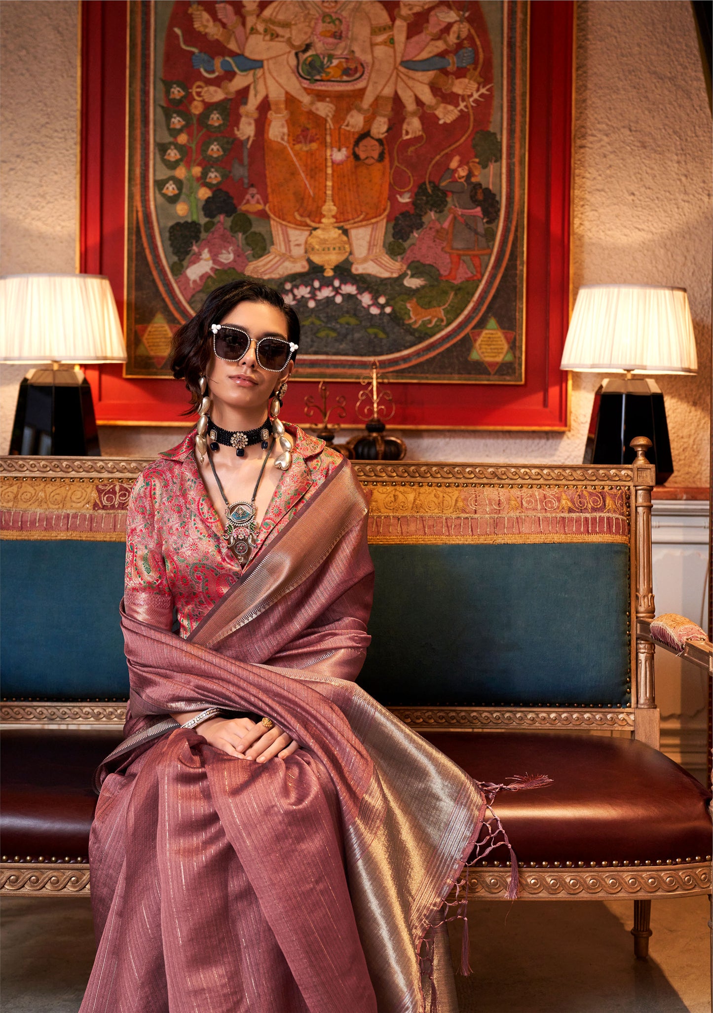 Maroon Knoorie Moss chiffon Seasons saree