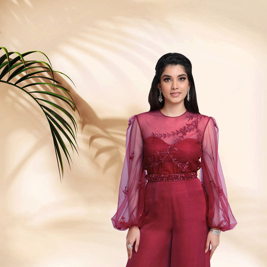 Aster Jumpsuit and Cape set- Wine