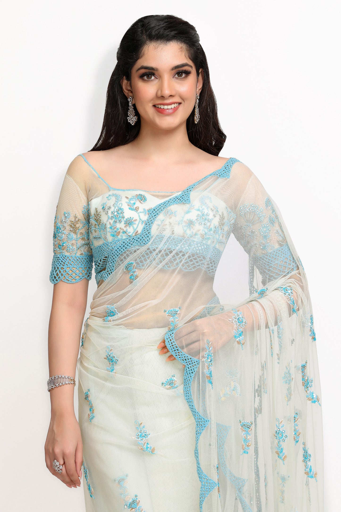 Delphinium Designer Saree- Blue