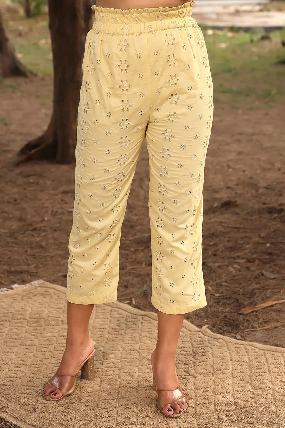 Light Yellow Pure Cotton Collar Shirt Co-ord Set