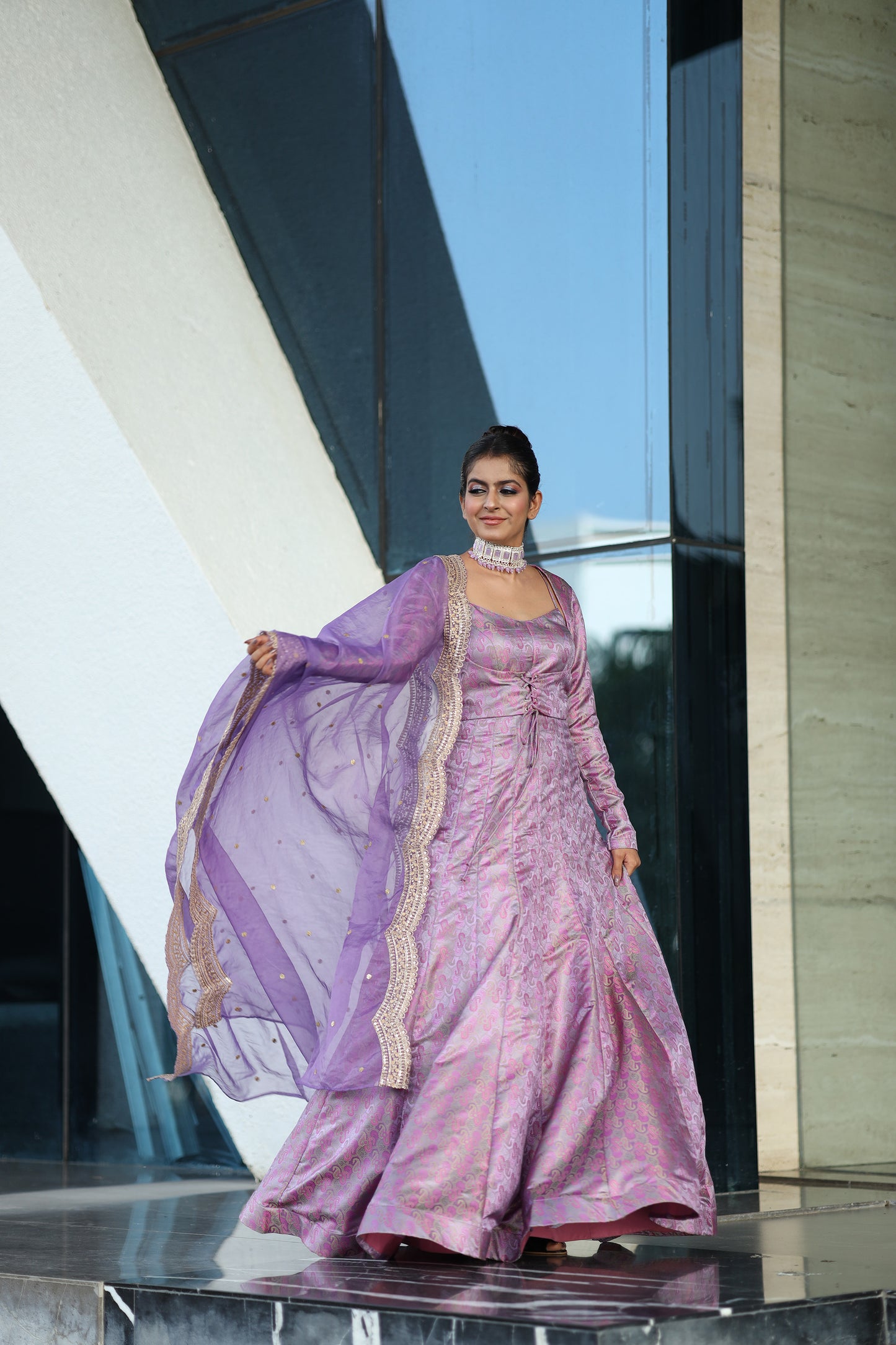 Regal Purple Floor Length Anarkali