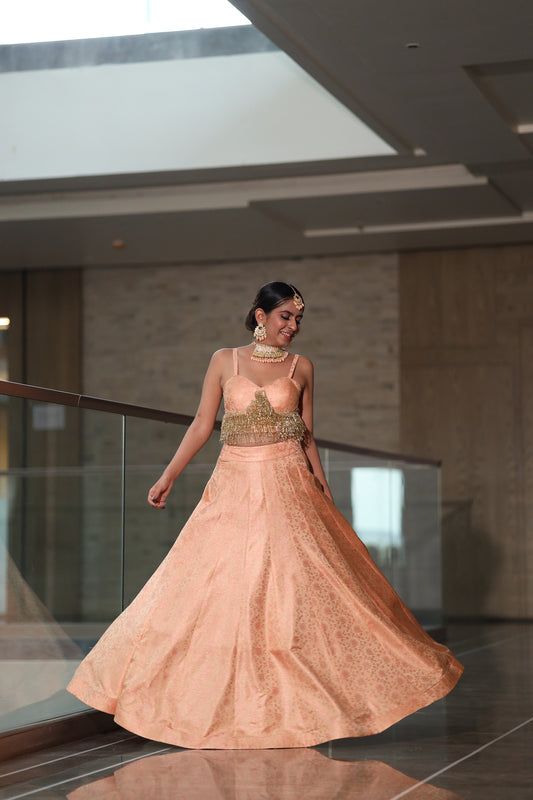 Coral Mirage Peach Lehenga & Blouse