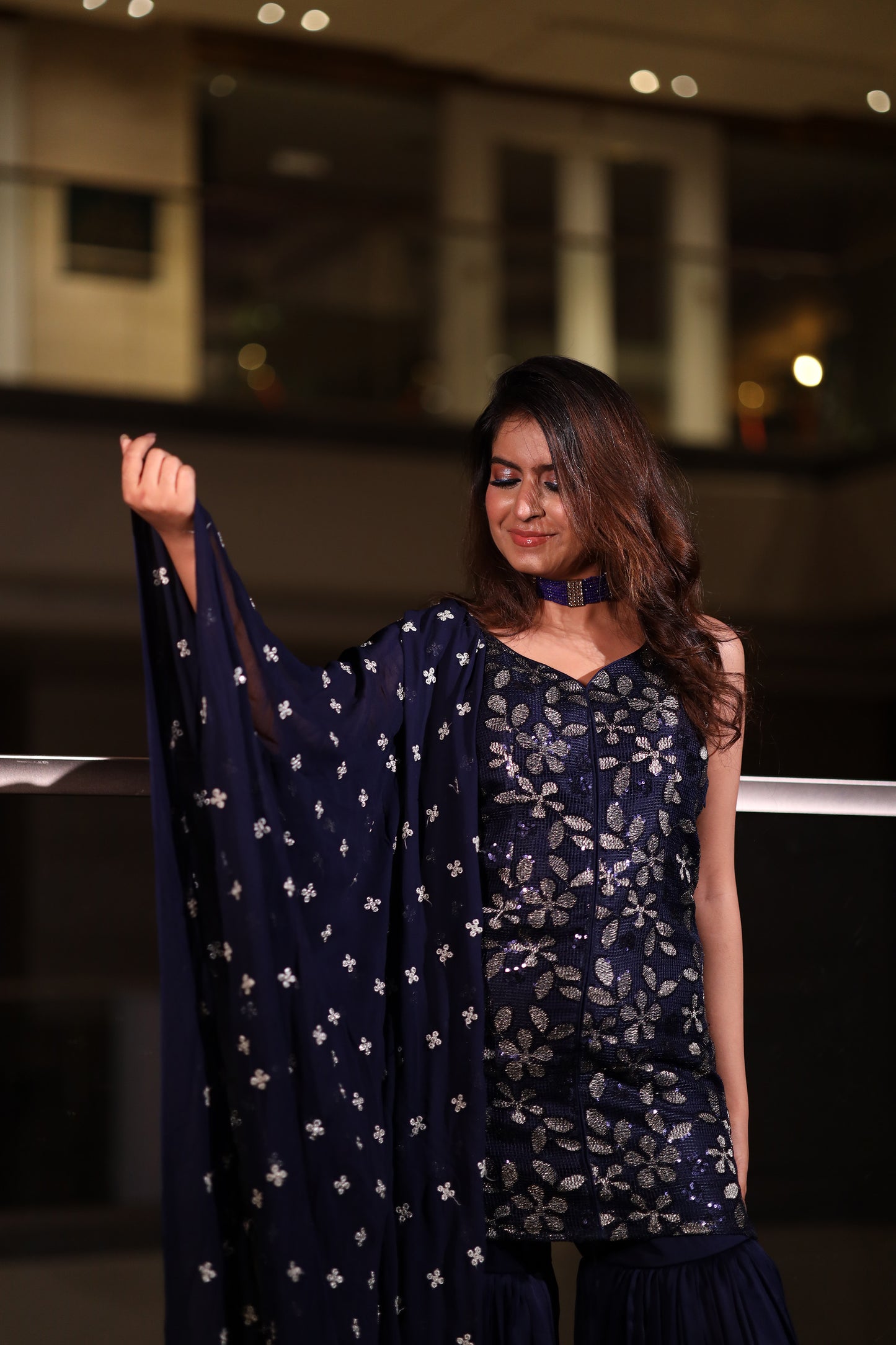 Stellar Indigo blue Kurta & sharara set
