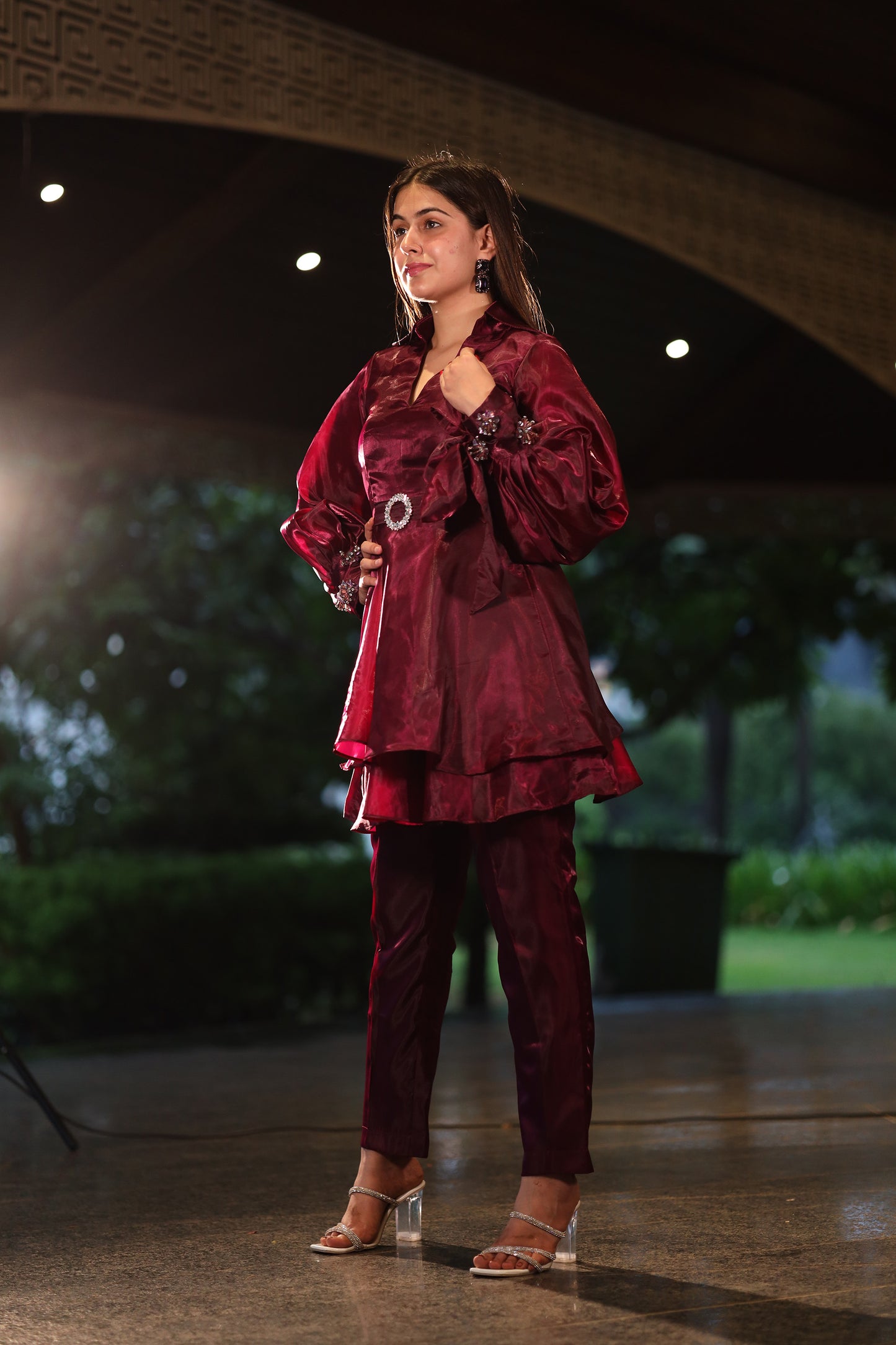 Deep Wine hues Peplum Top & Panf set