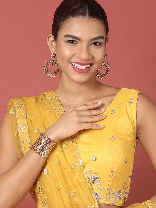 Mustard Net Sequinse Work Lehenga