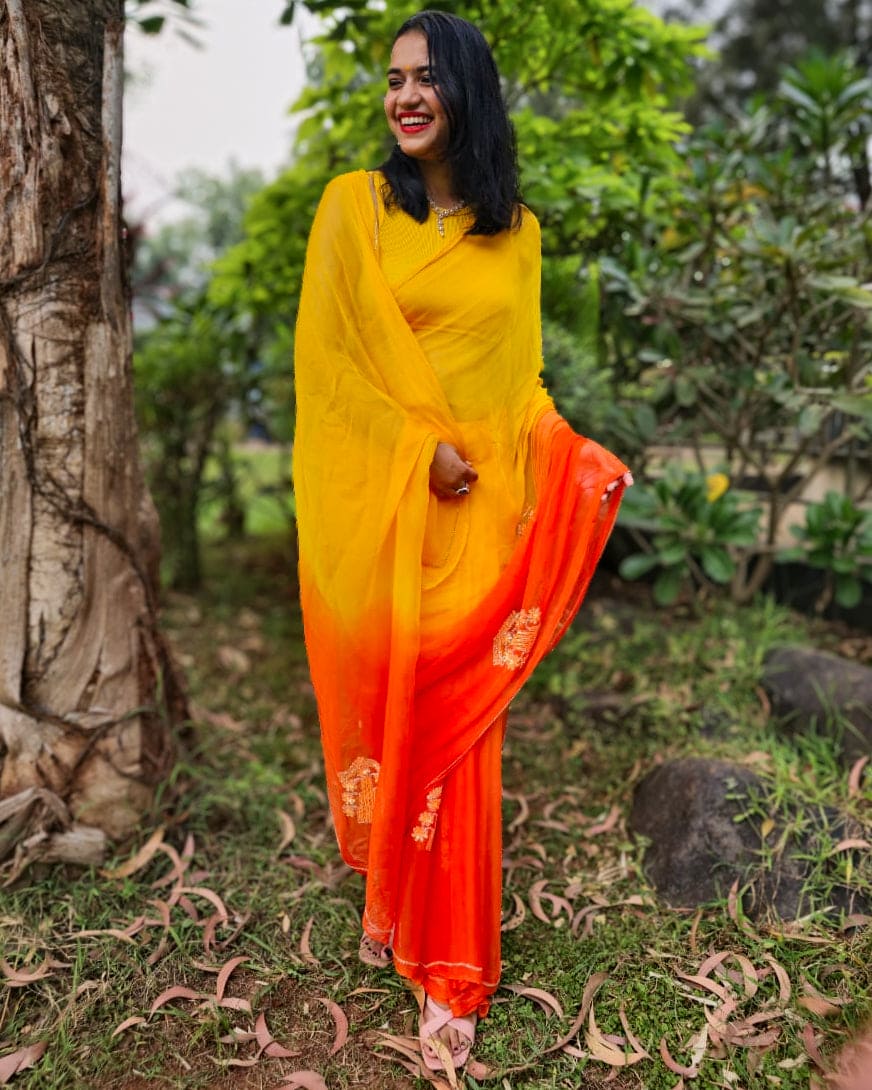 Dunes and Dhulias Yellow Saree
