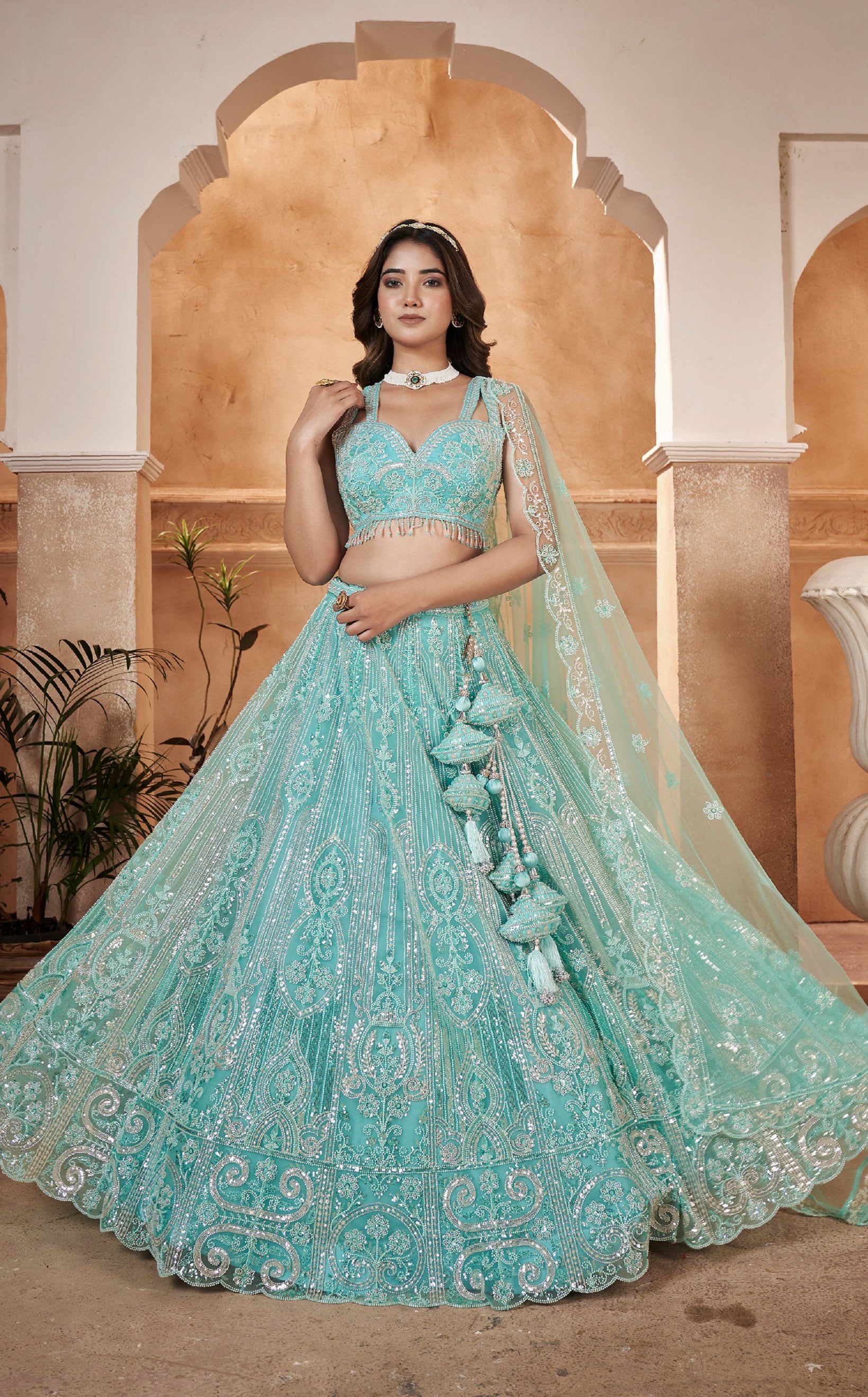 blue lehenga dress Wedding Reception Excellent Sky Blue Trendy Lehenga Choli