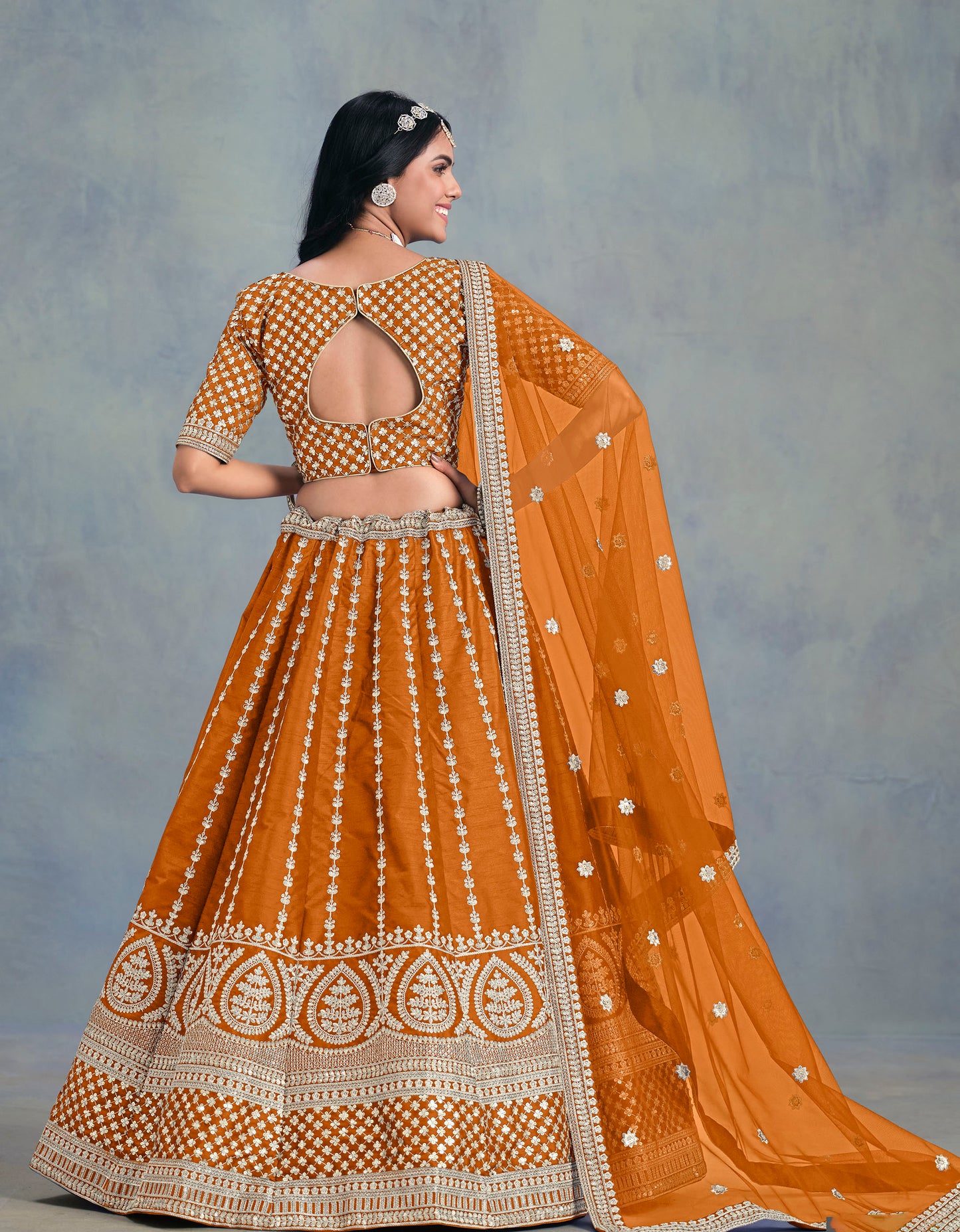 Mustard Art Silk Heavy Sequins Embroidered Haldi Lehenga