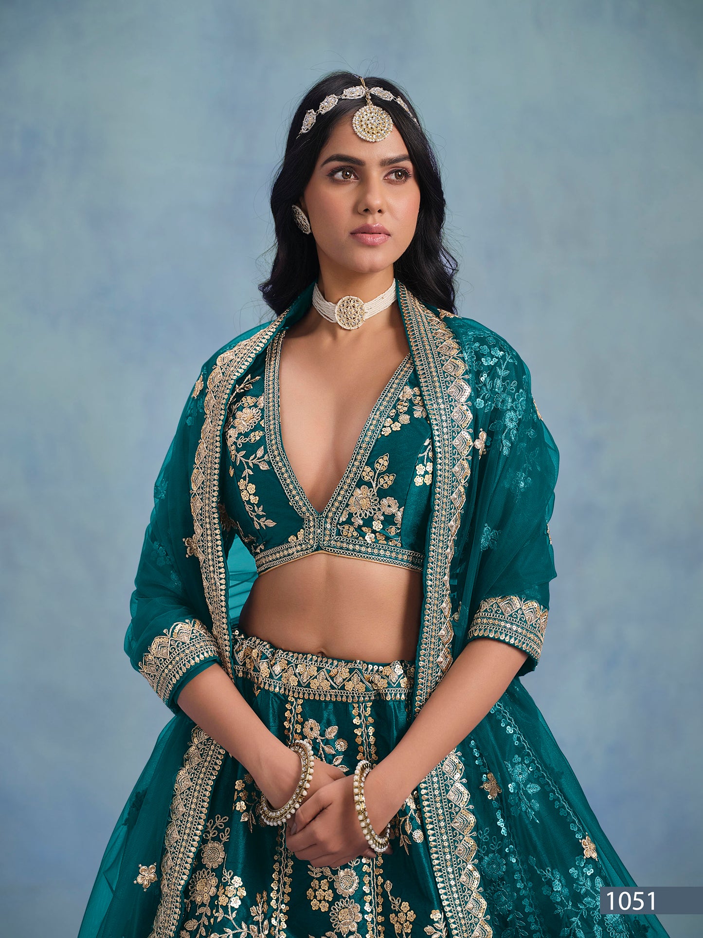 Green Art Silk Heavy Sequins and Thread Embroidered Bridesmaid Lehenga