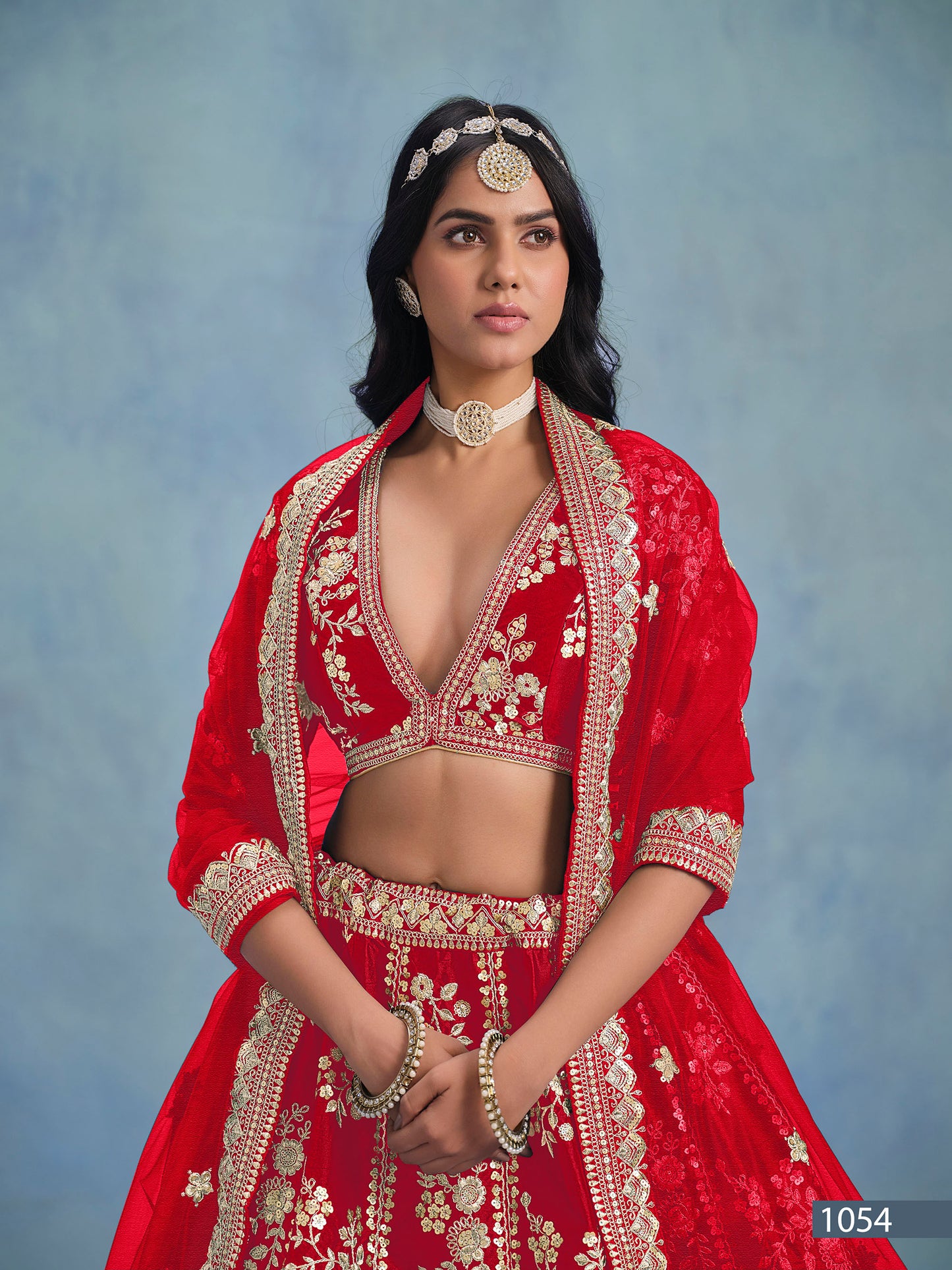 Red Art Silk Heavy Sequins and Thread Embroidered Lehenga