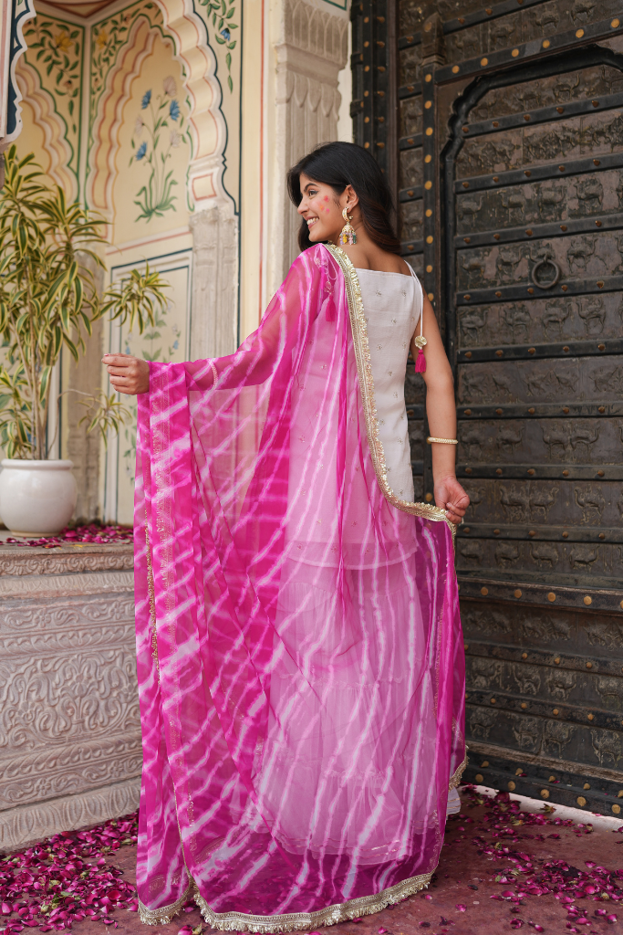 Rangrez White Chiffon Festive Sharara Set