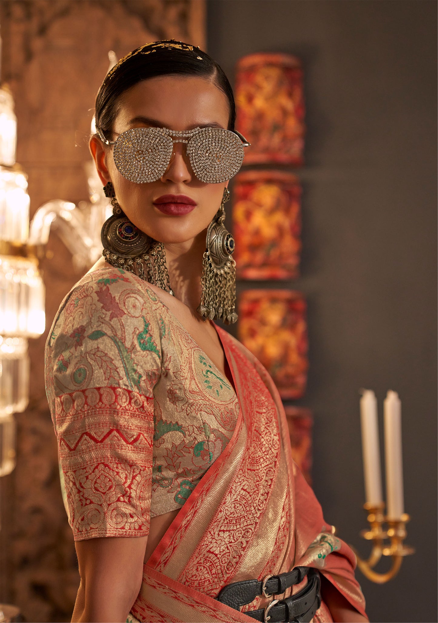 Orange Kanwal Zari Handloom Saree