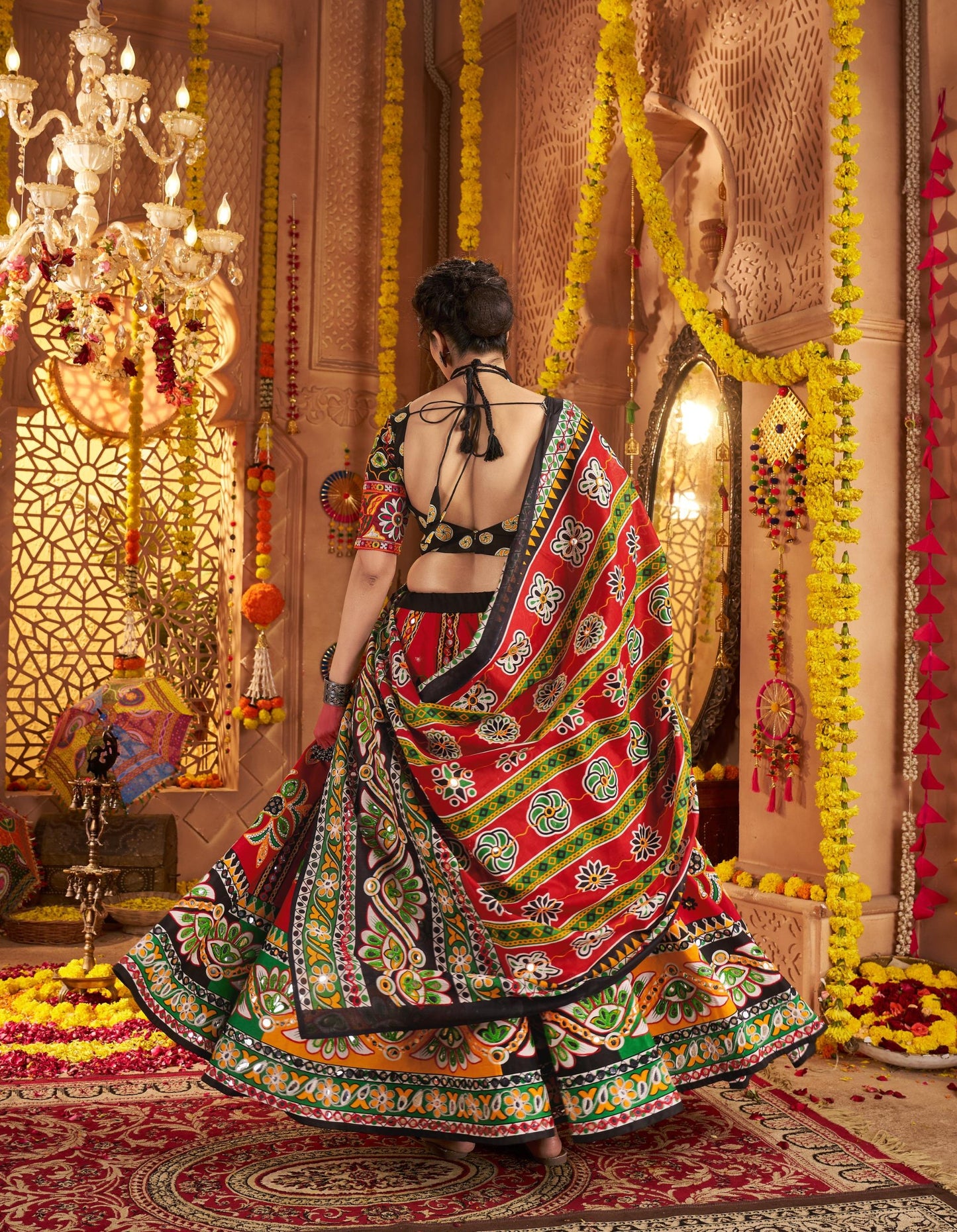 Maroon Organic Cotton Aari & Foil Work Navratri Chaniya Choli