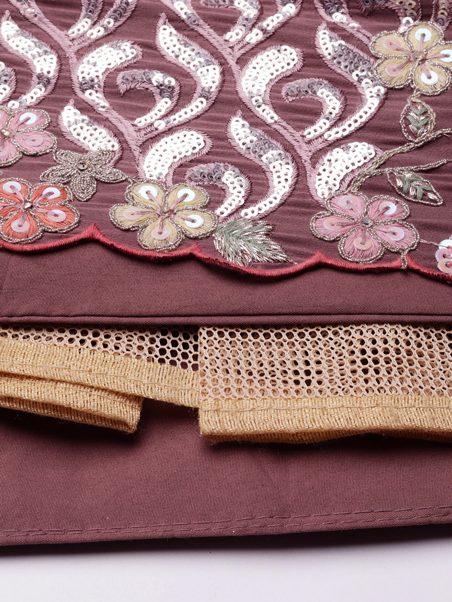 Rose Gold Chinon Sequins embroidery Lehenga
